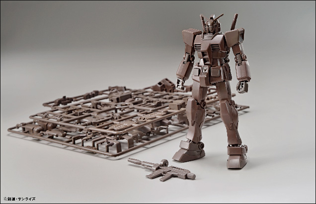 Ecopla GunPla kit molded from recycled runner material.